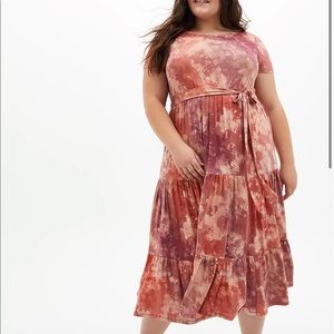 Torrid | Super Soft Knits Tie Dye Tiered Midi Dress